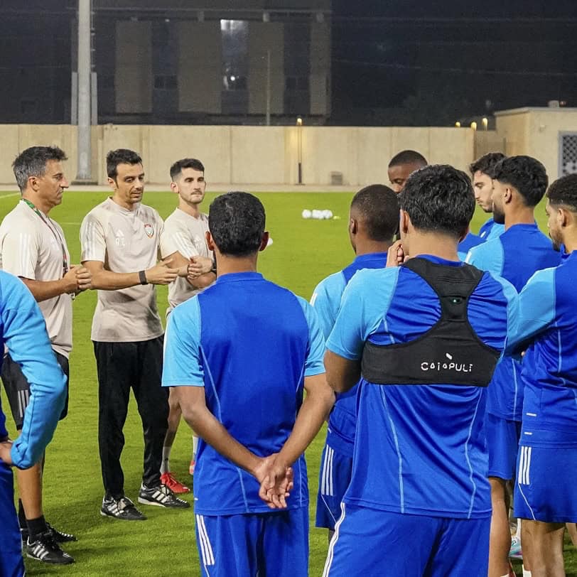 Group of players in training session.